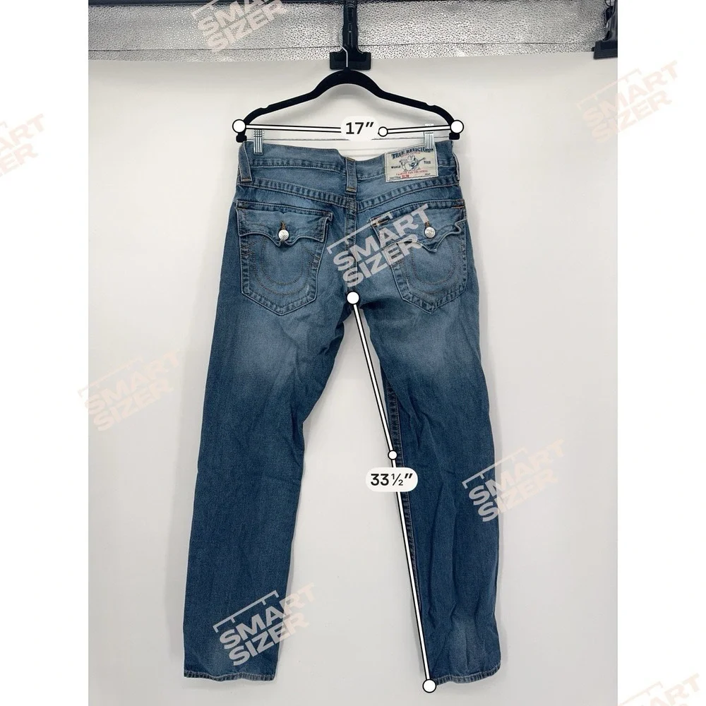 True Religion World Tour Section Slim Seat Jeans Light-Mid Wash Men's 32 USA Y2K